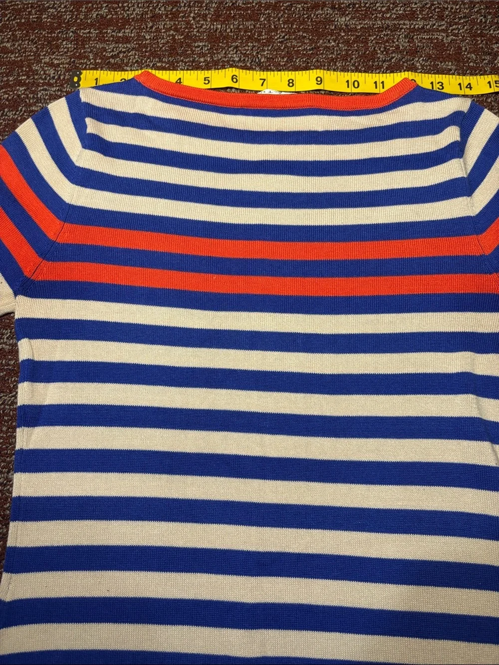 Trina Turk tunic sweater nautical strip boat neck preppy knit top 3/4 sleeve